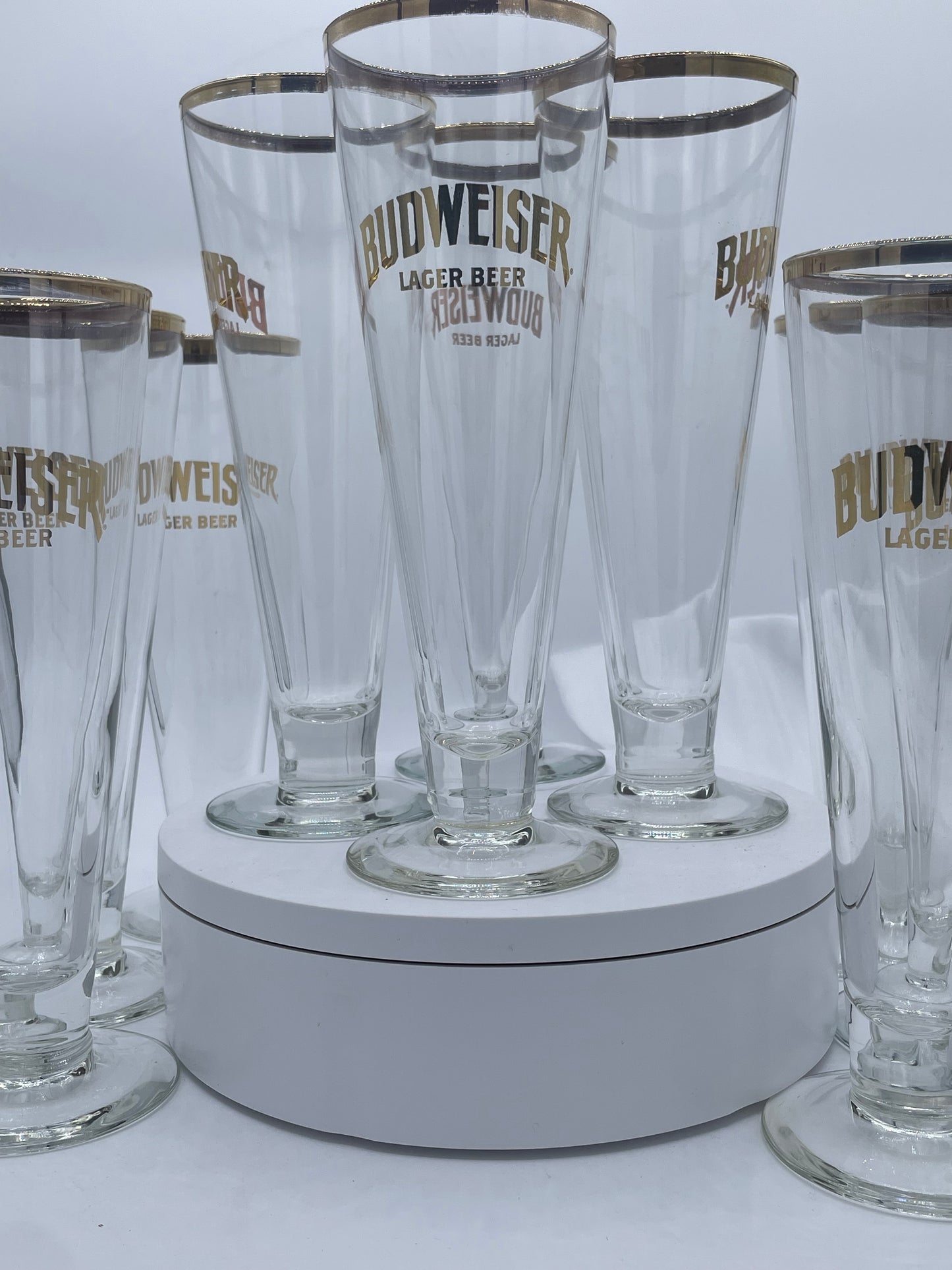 Busweiser Gold Rimmed Pilsner Beer Glasses