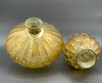 Vintage Gold Mercury Glass Vases - Pair